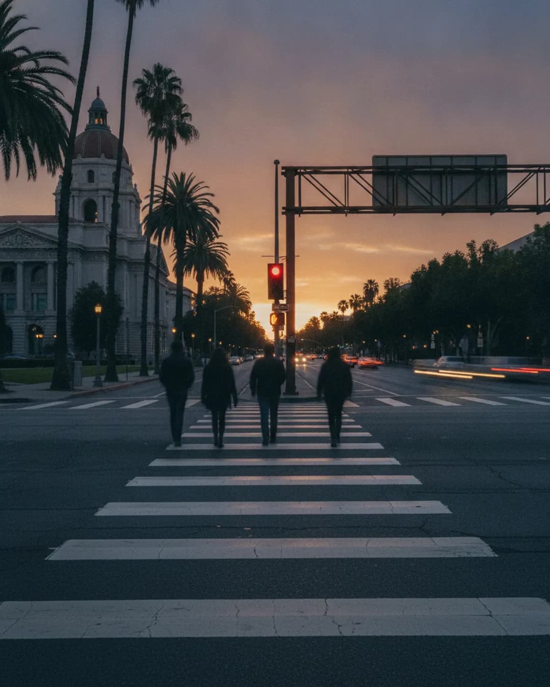 traffic intersection with pedestrians