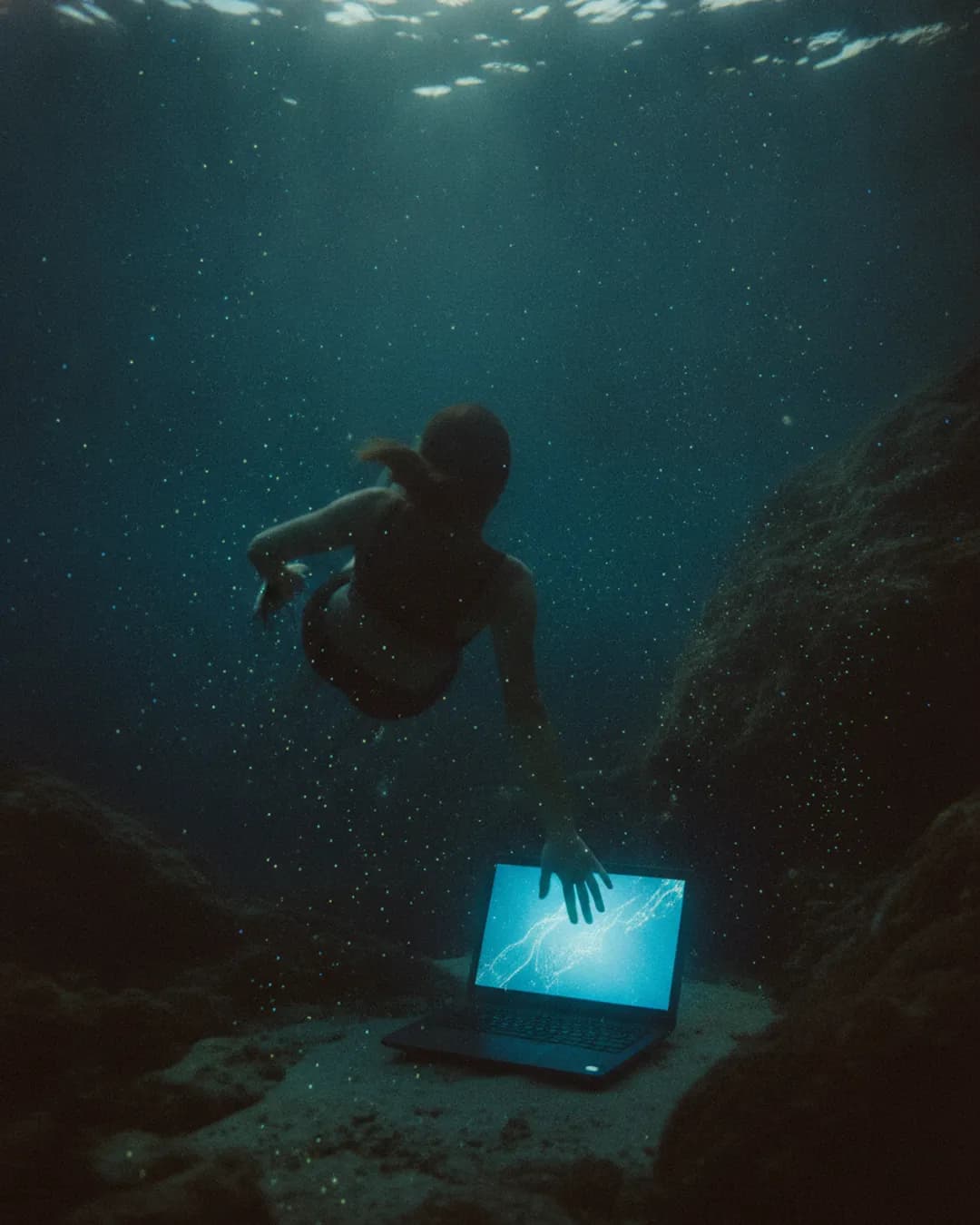 underwater shot with plankton