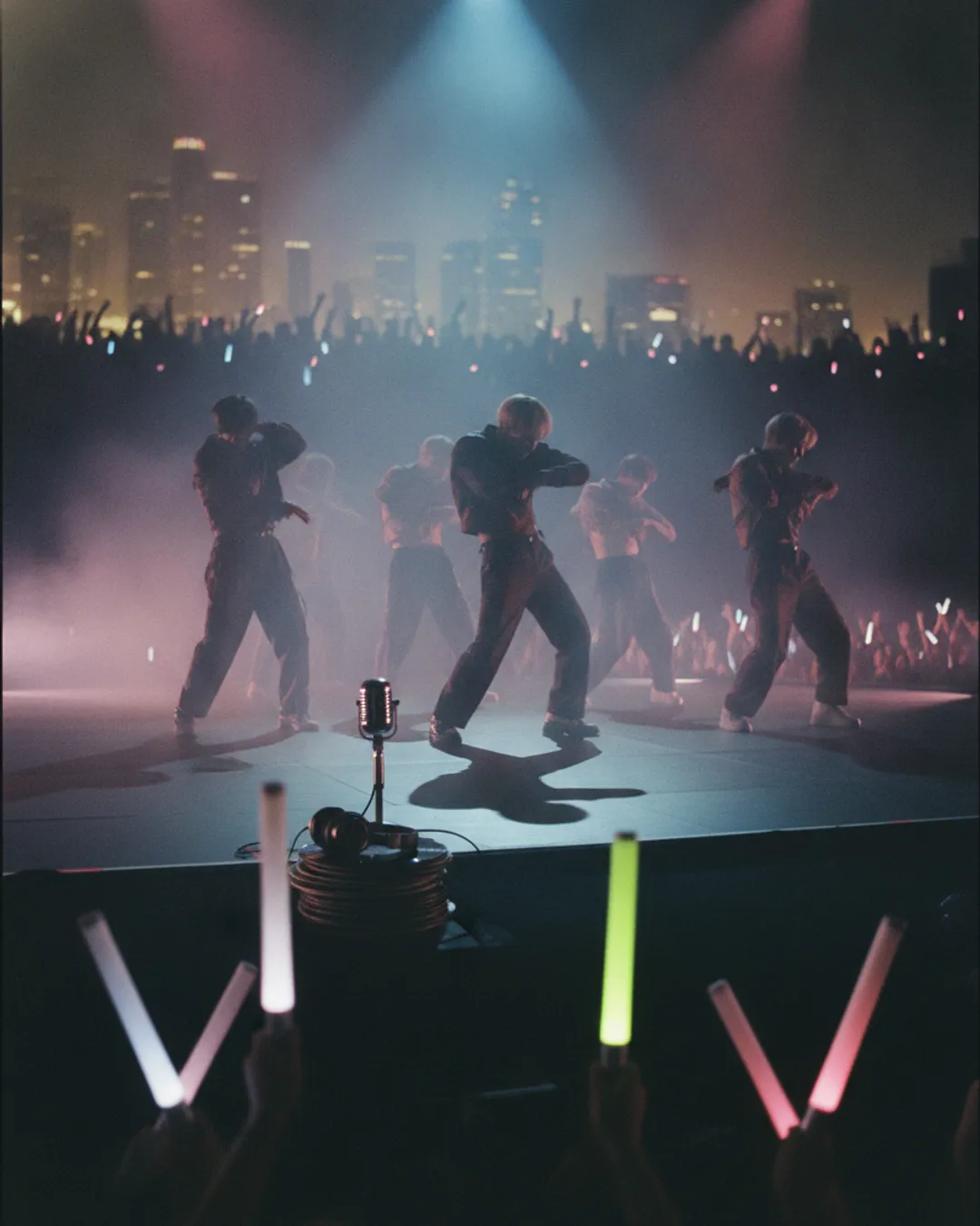 K-pop group dancing on stage