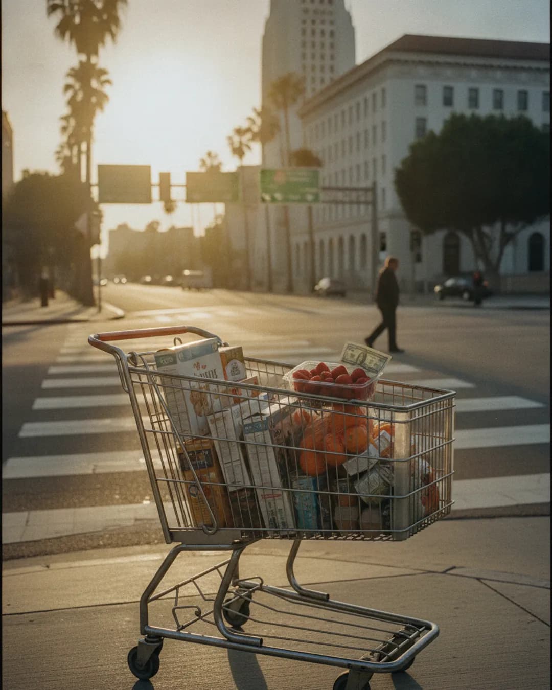 shopping cart with groceries