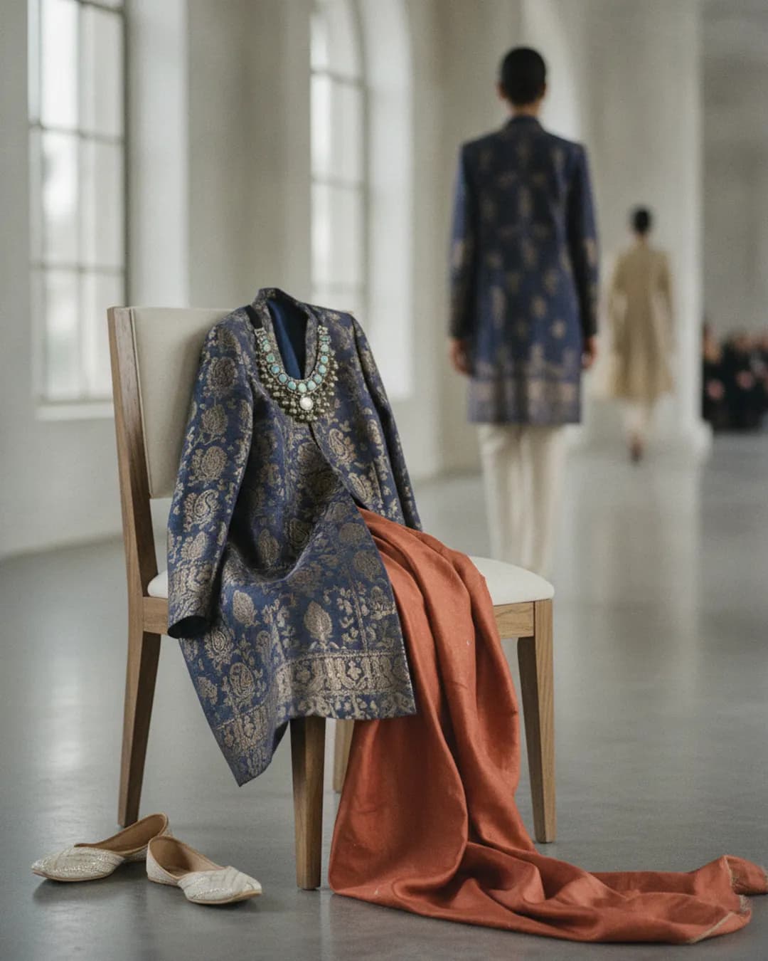 fashion runway show, traditional Indian textiles