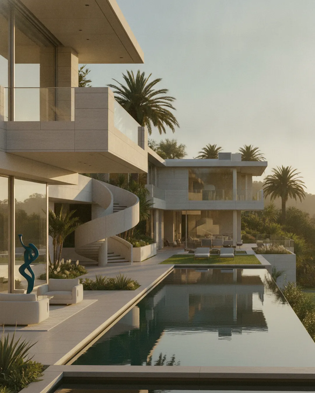 luxury mansion exterior with pool