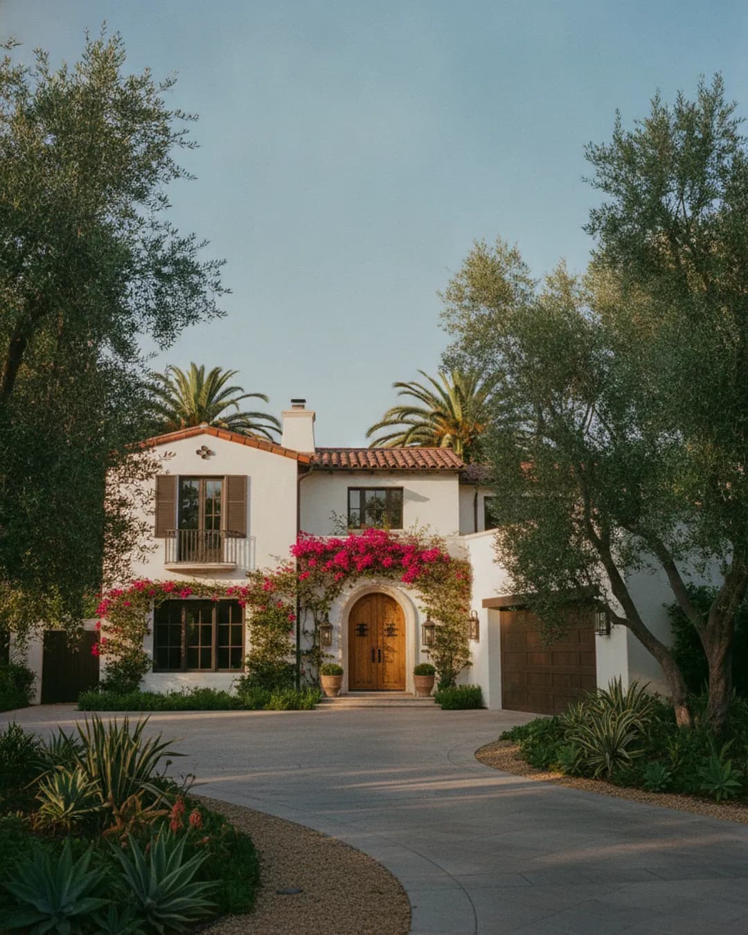 luxury home exterior with lush landscaping